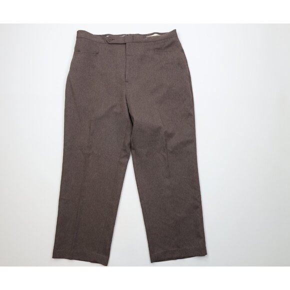 Vintage 70s Streetwear Mens 36x29 Knit Flared Wide Leg Chino Pants Brown USA